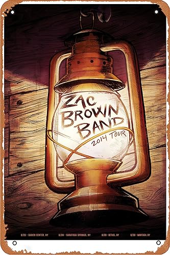 Zac Brown Metallschild, klassisches Poster, Blechschild, Retro-Wanddekoration für Zuhause, Straße, Tor, Bars, Club, Restaurants, Cafés, Geschäfte, Pubs, Geschenk, 20,3 x 30,5 cm von muecddoa