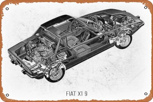 muecddoa Blechschilder – Cars Cutaway 01 Fiat X19–20,3 x 30,5 cm Blechposter. von muecddoa