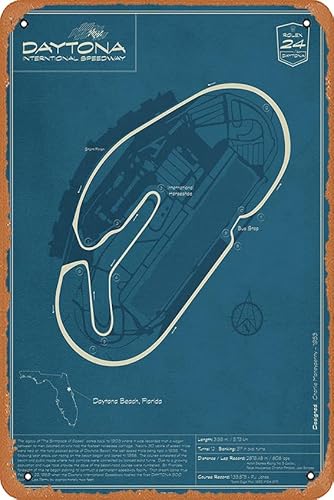 muecddoa Daytona International Speedway – 24 Stunden von Daytona Poster Metall Blechschild 20,3 x 30,5 cm Vintage Retro Man Cave Wanddekoration von muecddoa