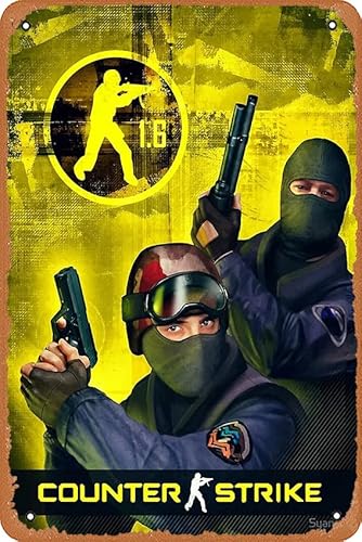 muecddoa Wanddekor-Schild – Counter Strike 1.6 Cover Art Poster – 20,3 x 30,5 cm Vintage-Look Metallschild, Bar, Man Cave, Kunstdekoration. von muecddoa