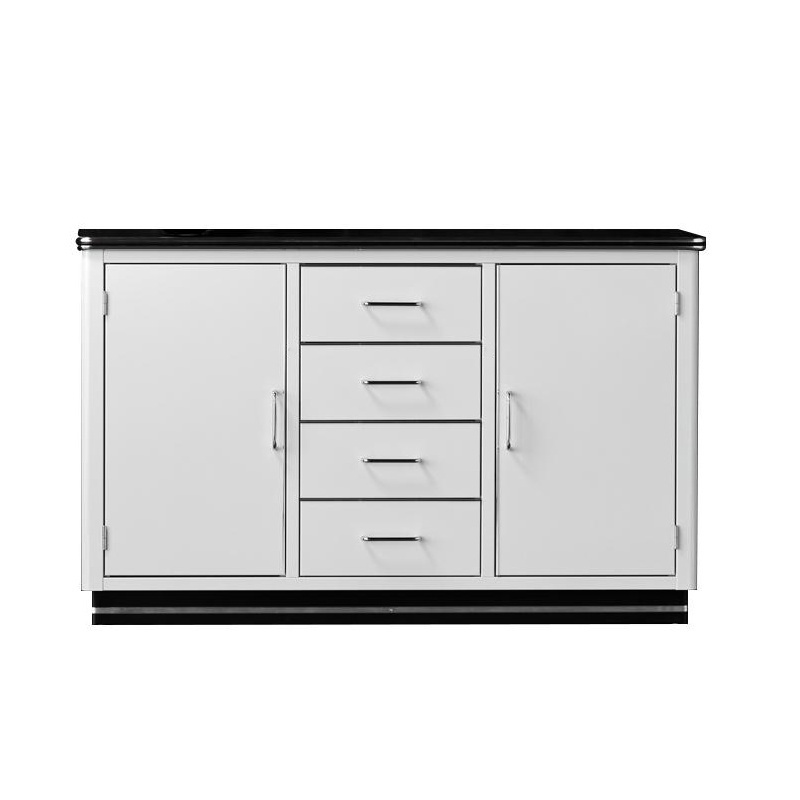 müller möbelfabrikation - Classic Line SB 123 Sideboard - signalweiß RAL9003/hochglänzend/Sockel und Abdeckplatte schwarz/BxHxT 147x90x43cm von müller möbelfabrikation