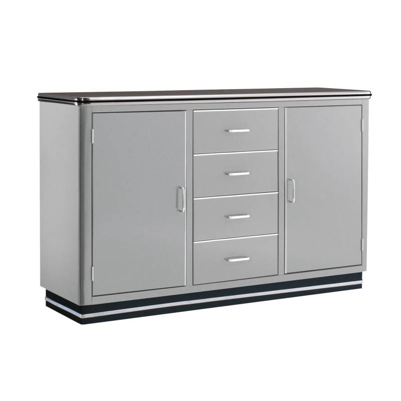 müller möbelfabrikation - Classic Line SB 123 Sideboard - silber RAL 9006/hochglänzend/Sockel und Abdeckplatte schwarz/BxHxT 147x90x43cm von müller möbelfabrikation