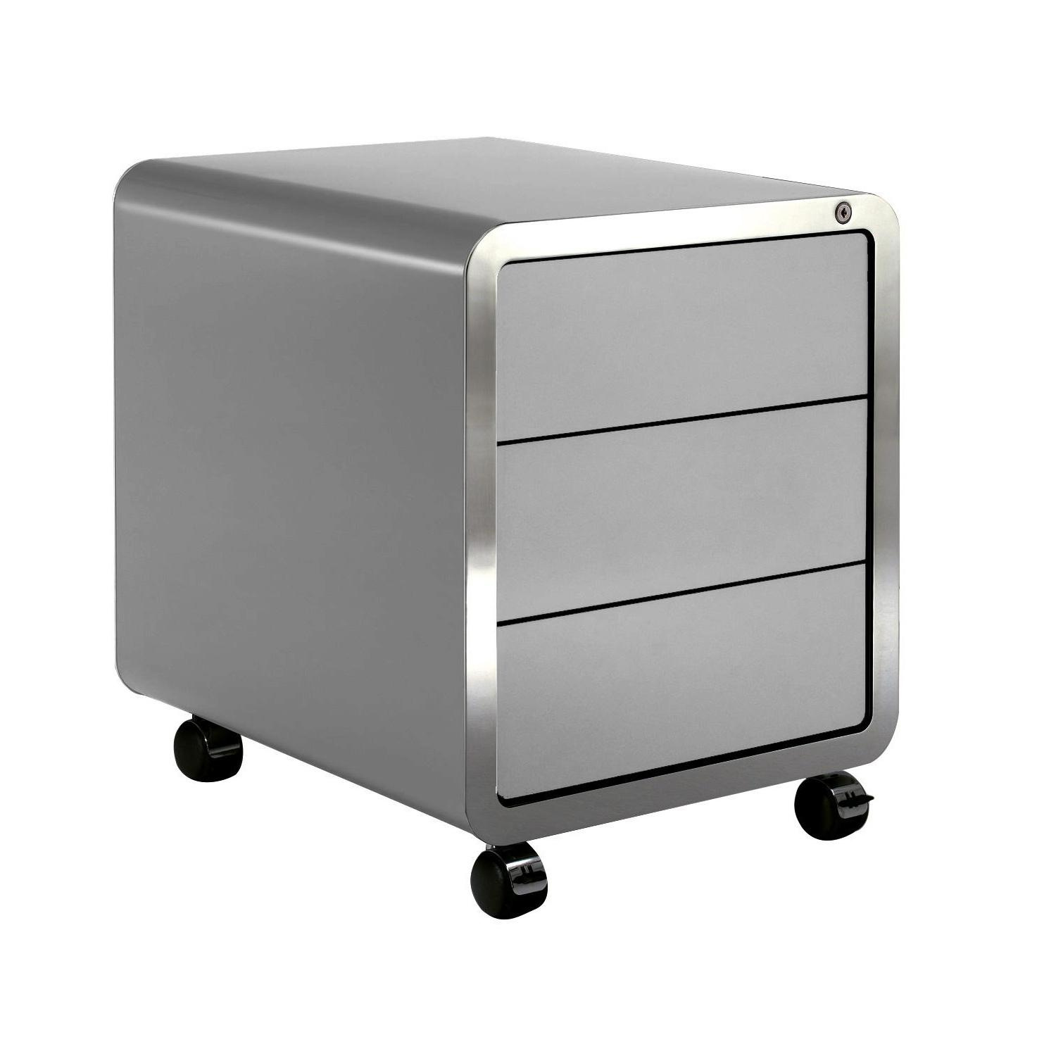 müller möbelfabrikation - Highline R20 Rollcontainer - weißaluminium RAL 9006/seidenmatt/Kante Edelstahl poliert/BxHxT 46x56,5x54cm von müller möbelfabrikation