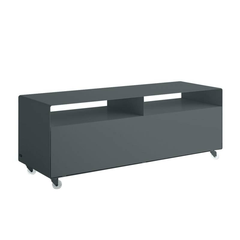 müller möbelfabrikation - Mobile Line R 109N Sideboard mit Klapptür - basaltgrau RAL7012/seidenmatt lackiert/mit Transparentrollen/BxHxT 119,5x45x40cm von müller möbelfabrikation