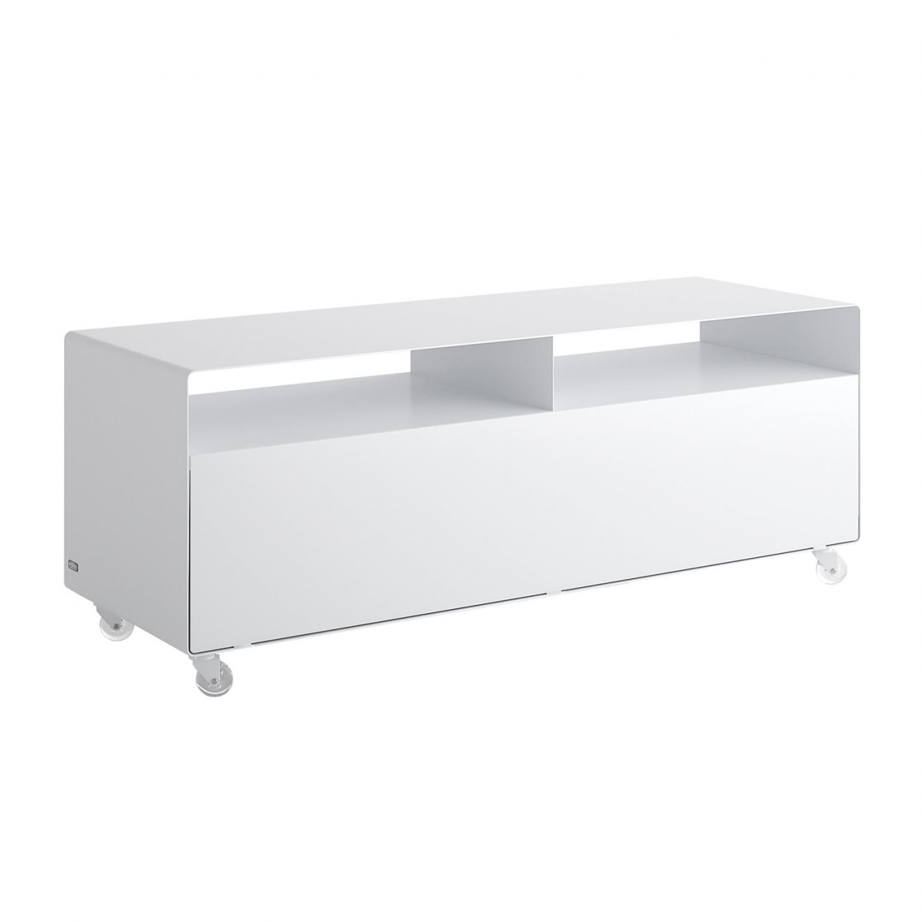 müller möbelfabrikation - Mobile Line R 109N Sideboard mit Klapptür - signalweiß RAL9003/seidenmatt lackiert/mit Transparentrollen/BxHxT 119,5x45x40cm von müller möbelfabrikation