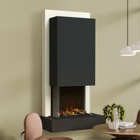 muenkel design Arco [Elektrokamin Opti-myst]: Nero (Schiefer schwarz) - Haube schwarz-grau - Mit Heizung von muenkel design