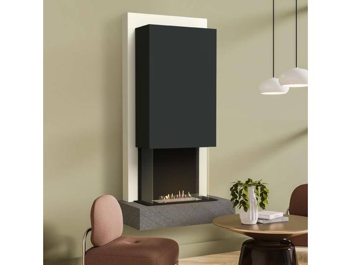muenkel design Arco [moderner Design Ethanolkamin]: Galaxy (Schiefer dunkelgrau) - safety burner 450 - Haube schwarz-grau von muenkel-design