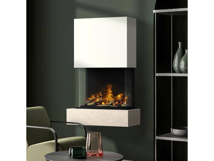muenkel design Como [Elektrokamin Opti-myst]: Jura (Schiefer beige) - Haube weiß von muenkel-design
