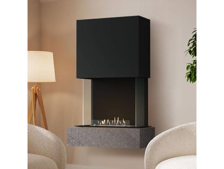muenkel design Como [moderner Design Ethanolkamin]: Galaxy (Schiefer dunkelgrau) - Haube schwarz-grau - safety burner 450 von muenkel-design