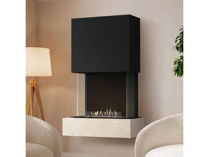 muenkel design Como [moderner Design Ethanolkamin]: Jura (Schiefer beige) - Haube schwarz-grau - safety burner 450 von muenkel-design