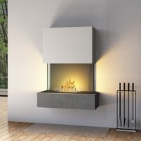 muenkel design Como [moderner Design Ethanolkamin]: Concrete (Betonoptik) - Haube Weiß - safety burner 290 von muenkel design