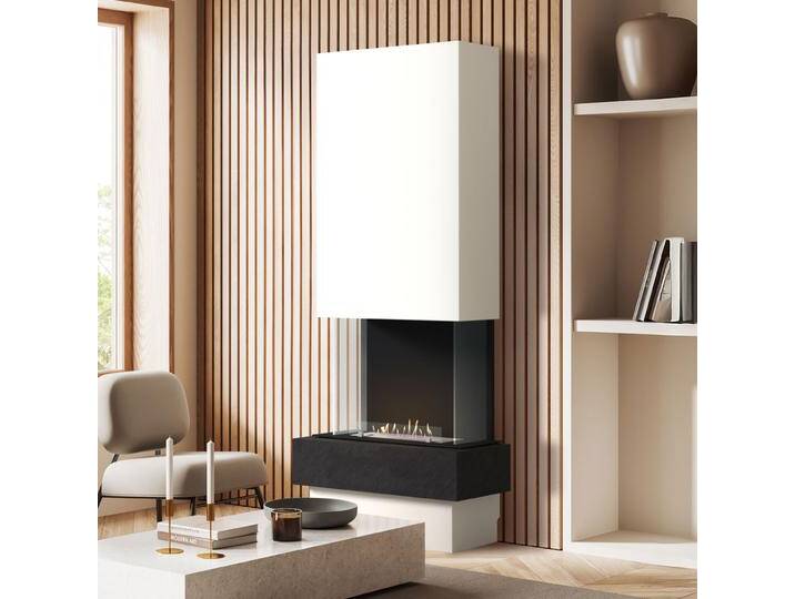 muenkel design Garda [moderner Design Ethanolkamin]: Nero (Schiefer schwarz) - Planika Senso - Haube Weiß von muenkel-design