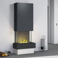 muenkel design Garda [moderner Design Ethanolkamin]: Nero (Schiefer schwarz) - safety burner 450 - Haube schwarz-grau von muenkel design