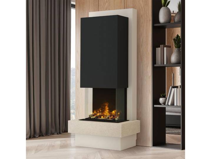 muenkel design Milano [moderner Design Elektrokamin Opti-myst]: Jura (Schiefer beige) - Haube schwarz-grau von muenkel-design