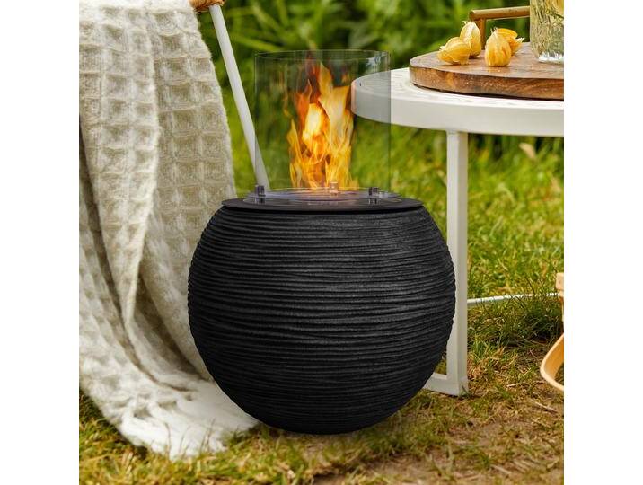 muenkel design Nova [Ethanol Feuerstelle für den Innen- und Außenbereich]: Riffelung schwarz - ohne Schutzhülle von muenkel-design