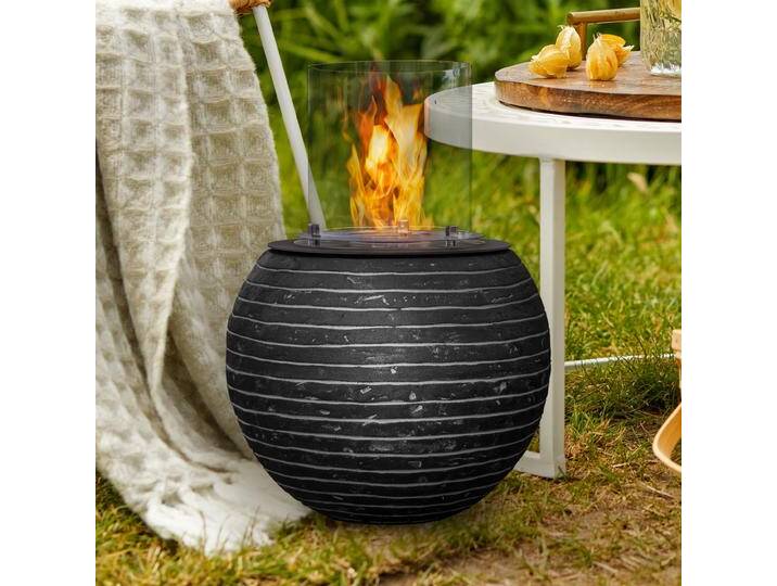 muenkel design Nova [Ethanol Feuerstelle für den Innen- und Außenbereich]: Streifen schwarz-grau - ohne Schutzhülle von muenkel-design