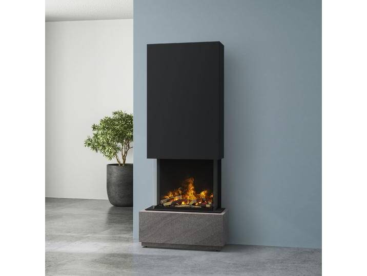 muenkel design Prato [Elektrokamin Opti-myst]: Galaxy (Schiefer dunkelgrau) - Haube schwarz-grau - Mit Heizung - 80 cm von muenkel-design