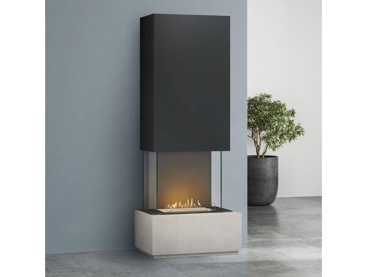 muenkel design Prato [moderner Design Ethanolkamin]: Concrete (Betonoptik) - Planika Senso - Haube schwarz-grau von muenkel-design