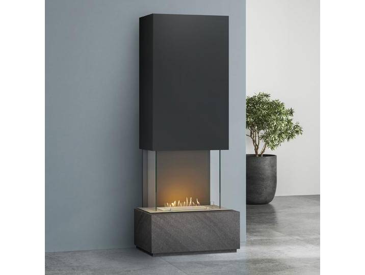 muenkel design Prato [moderner Design Ethanolkamin]: Galaxy (Schiefer dunkelgrau) - Planika Senso - Haube schwarz-grau von muenkel-design