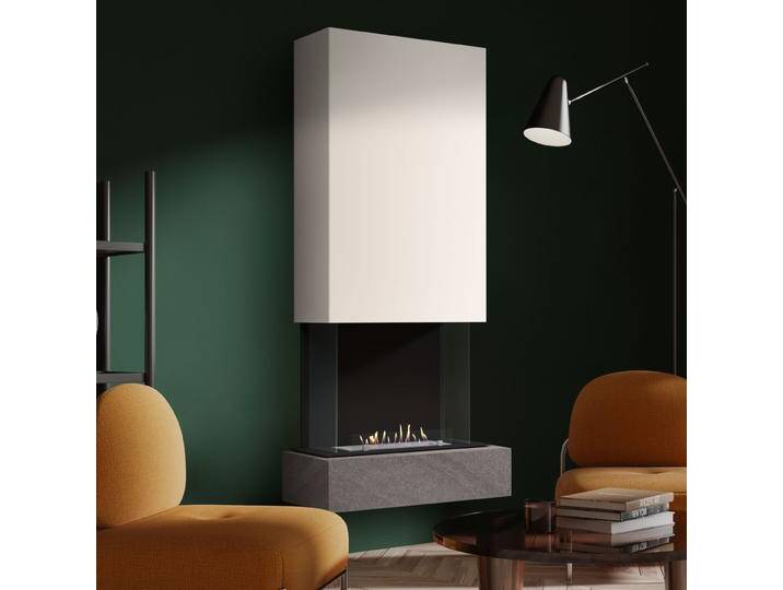 muenkel design Sona [moderner Design Ethanolkamin]: Galaxy (Schiefer dunkelgrau) - Haube Weiß - safety burner 450 von muenkel-design