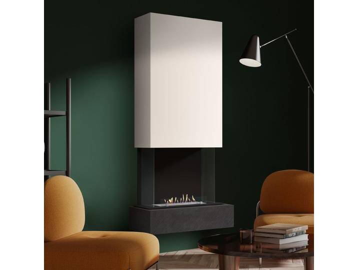muenkel design Sona [moderner Design Ethanolkamin]: Nero (Schiefer schwarz) - Haube Weiß - safety burner 450 von muenkel-design