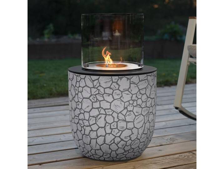 muenkel design Vagos [Ethanol Feuerstelle für den Innen- und Außenbereich]: Mosaik weiß-grau - ohne Schutzhülle von muenkel-design