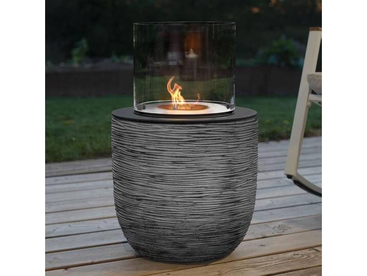 muenkel design Vagos [Ethanol Feuerstelle für den Innen- und Außenbereich]: Riffelung schwarz-grau - ohne Schutzhülle von muenkel-design