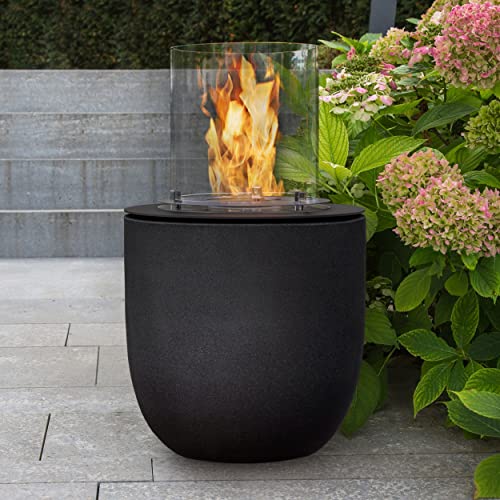 muenkel design Vigo – Asphalt-schwarz – Bio-Ethanol Feuerstelle Gartenfackel Terrassenfeuer mit Round Burner 250 Brennkammer von muenkel design