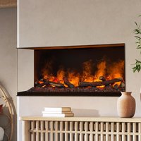 muenkel design wall fire electronic PRO FL 1100 [Opti-myst Elektrokamineinsatz Wandeinbau]: Glas halbhoch, umlaufend - mit Dekoholz - Mit Heizung - T von muenkel design