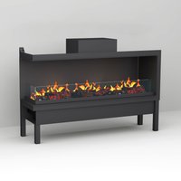 muenkel design wall fire electronic PRO FL 1610 [Opti-myst Elektrokamineinsatz Wandeinbau]: Glas halbhoch, umlaufend - mit Dekoholz - Mit Heizung - W von muenkel design