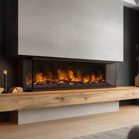 muenkel design wall fire electronic PRO FLR 1160 [Opti-myst Elektrokamineinsatz Wandeinbau]: Glas halbhoch, umlaufend - mit Dekoholz - Mit Heizung - von muenkel design