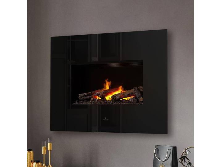 Noble Flame APOLLO [Opti-myst Elektro-Wandkamin]: Schwarz - Schwarz, pulverbeschichtet - Dekoholz mit Stehrost (gezackt) von muenkel.eu
