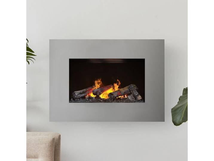 Noble Flame GALILEO GRANDE [Opti-myst Elektro Wandkamin]: Graualuminium Dekoholz Schwarz, pulverbeschichtet von muenkel.eu