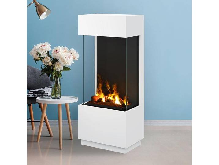 Noble Flame JAVA [dreiseitiger Elektrokamin Opti-myst mit Verglasung]: Weiß (warm) - Mit Heizung von muenkel.eu