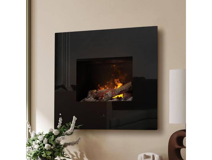 Noble Flame ORION [Opti-myst Elektro-Wandkamin]: Schwarz - Schwarz, spiegelnd - Dekoholz mit Stehrost (gerade) von muenkel.eu