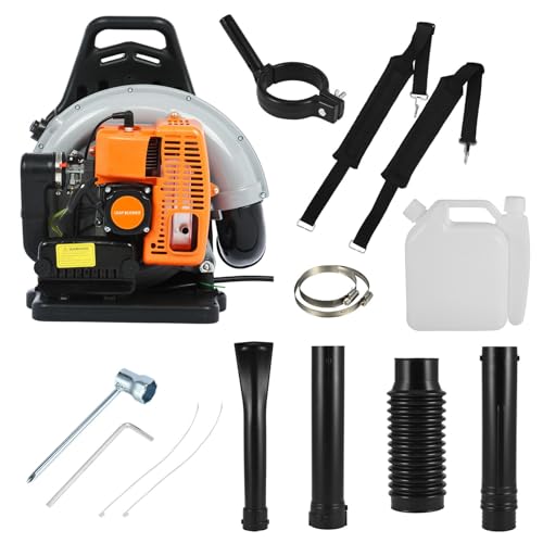 mufojyez Senteple de feuille Rucksack 63 cm³, Gebläse mit 2 Schuss Motor, hohe Leistung mit verstellbaren Beuteln, Länge 665 cfm, professionell, für Garten, Rasen und Orange mufojyez Senteple de feuille Rucksack 63 cm³, Gebläse mit 2 Schuss Motor, hohe Leistung mit verstellbaren Beuteln, Länge 665 cfm, professionell, für Garten, Rasen und Orange von mufojyez