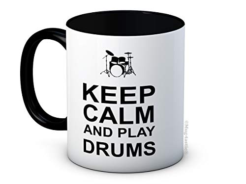 Keep Calm and Play Drums - Drummer Keramik Kaffeetasse Becher von mug-tastic