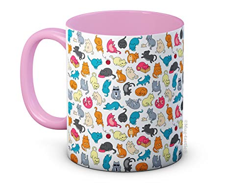 Wunderschöne Katzen & Kätzchen Print - Hochwertige Keramik Kaffetasse Becher (Rosa) von mug-tastic
