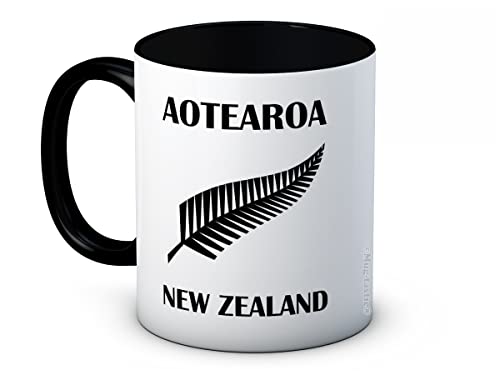 mug-tastic Aotearoa Neuseeland NZ Silver Fern – Cricket Rugby Sports Keramik Kaffeetasse von mug-tastic