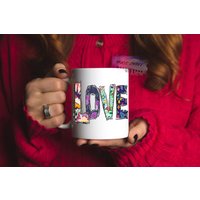 Liebesbecher | Liebhaber Blumen Dekor Heiße Kaffeetasse| Weingläser Geschenk Für Mama Freund Love Me Bunte Tasse von mugandcrafts