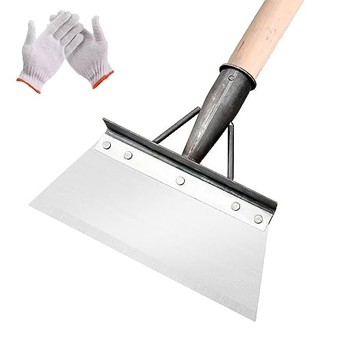 Multifunctional Cleaning Shovel, Garten Reinigungsschaufel mit Handschuhen, Outdoor Garten Schaufel, Edelstahl Jäten Schaufel, Flache Schaufel Unkrautwerkzeug (30cm) von mugeleen