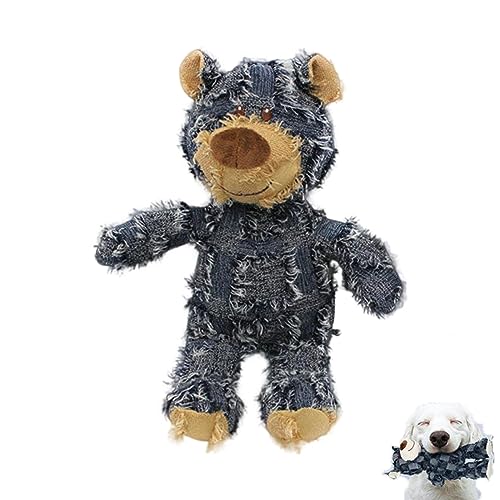 mugeleen Bear Dog Toy, Indestructible Robust Bear for Heavy Chewers, Beggar Bär Haustier-Spielzeug, Unzerbrechliches Plüsch-Hundespielzeug, Bissfest Squeaky Dog Toys (22x15cm, Blau) von mugeleen
