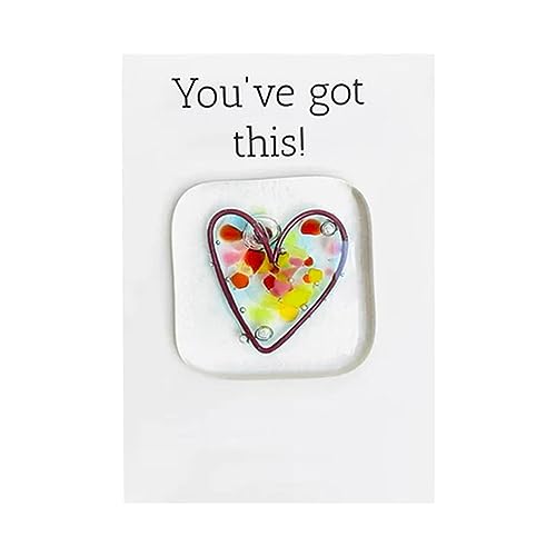 mugeleen Fused Glass Heart Pocket Token, Pocket Token Glass Heart Card, Heart Token with Greeting Card Birthday Wedding Pocket Cards, Loving Heart Pocket Token Memorial Keepsake Gifts for Xmas (A) von mugeleen