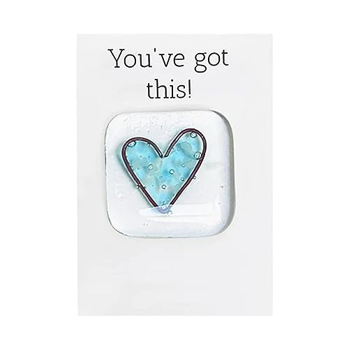 mugeleen Fused Glass Heart Pocket Token, Pocket Token Glass Heart Card, Heart Token with Greeting Card Birthday Wedding Pocket Cards, Loving Heart Pocket Token Memorial Keepsake Gifts for Xmas (D) von mugeleen