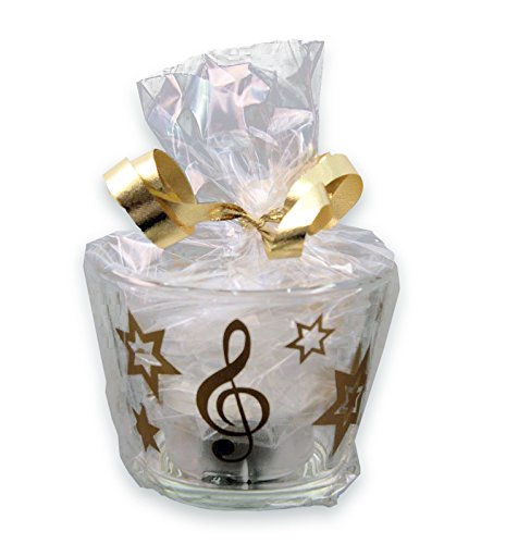 Glas-Windlicht Violinschlüssel / Notenschlüssel mit Sterne (Gold) - Schönes Geschenk für Musiker von mugesh