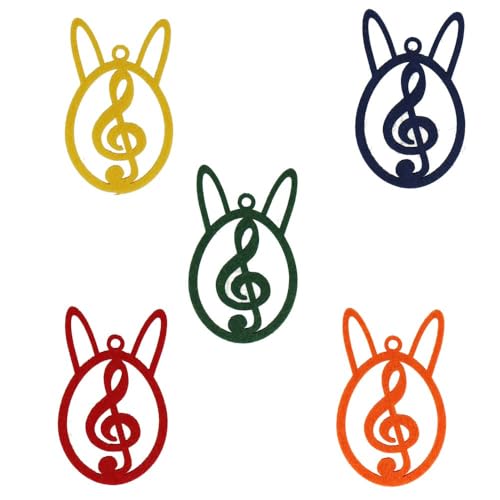 Osterei Filz (5er-Set) | Musikeier Osterdeko Violinschlüssel aus Filz (Set 2 mit Ohren) von mugesh