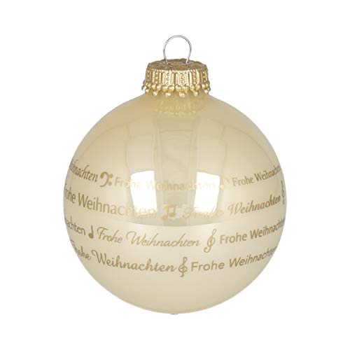 Weihnachtskugel Christbaumschmuck Schrift Notenmotive - Schönes Geschenk für Musiker (Elfenbein) von mugesh