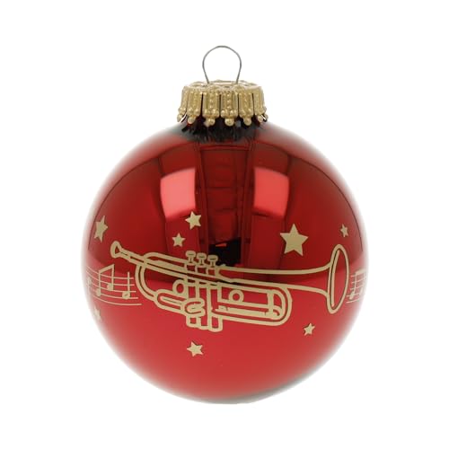 Weihnachtskugel Kling Glöckchen mit Instrument - Schönes Geschenk für Musiker (Trompete) von mugesh