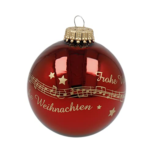 Weihnachtskugel Notenzeile Stille Nacht 7 cm aus Glas - Schönes Geschenk für Musiker (Bordeaux) von mugesh