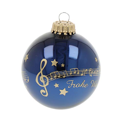Weihnachtskugel Notenzeile Stille Nacht 7 cm aus Glas - Schönes Geschenk für Musiker (cobaltblau) von mugesh